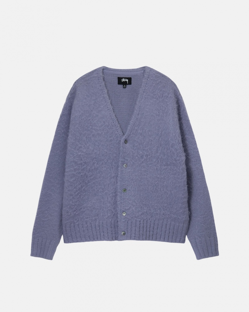 Férfi Stussy Brushed Cardigan Pulóverek Lila Magyarország | JWB-8781