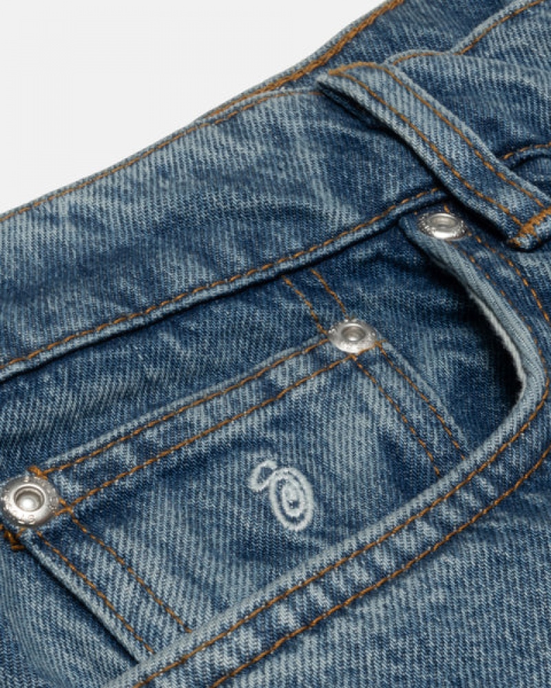 Férfi Stussy Classic Jean Denim Denim Kék Magyarország | WCK-0927