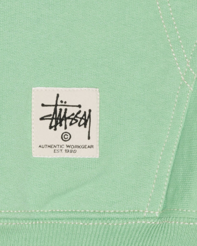 Férfi Stussy Contrast Stitch Label Hood Pulóverek Zöld Magyarország | LJF-8177