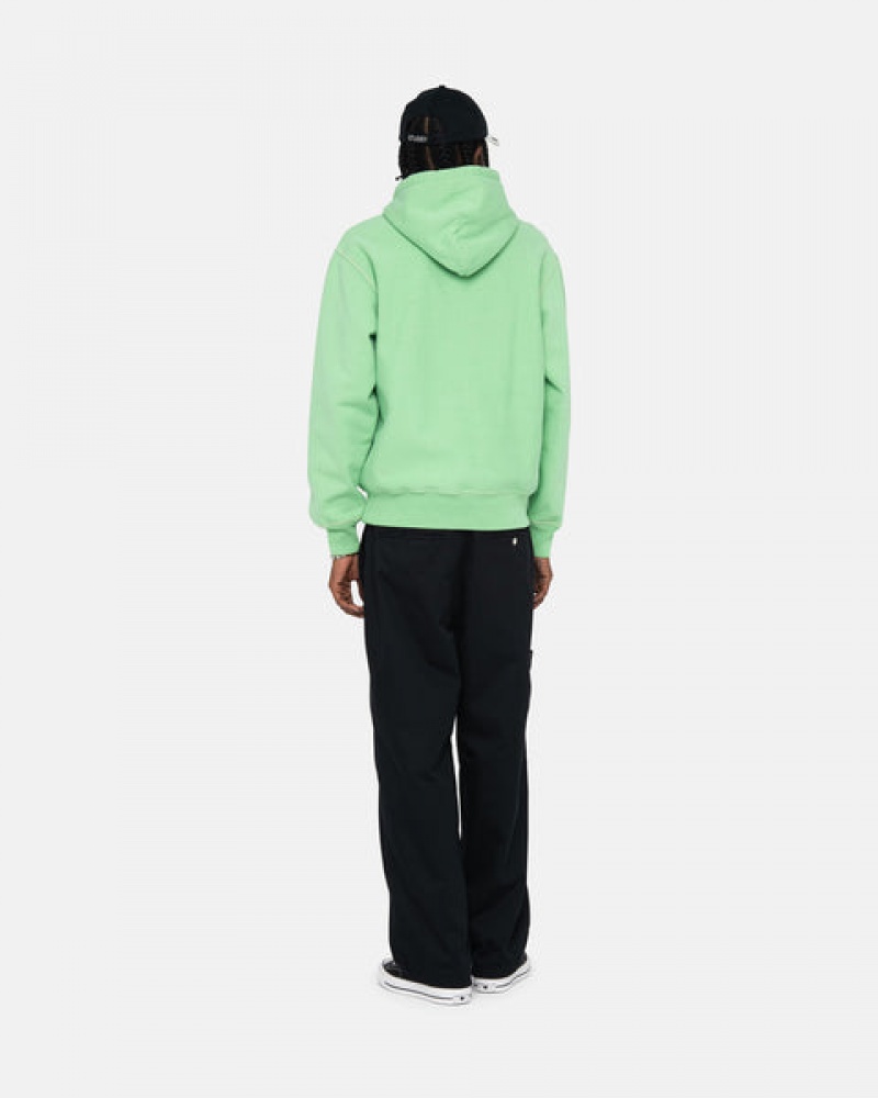 Férfi Stussy Contrast Stitch Label Hood Pulóverek Zöld Magyarország | LJF-8177