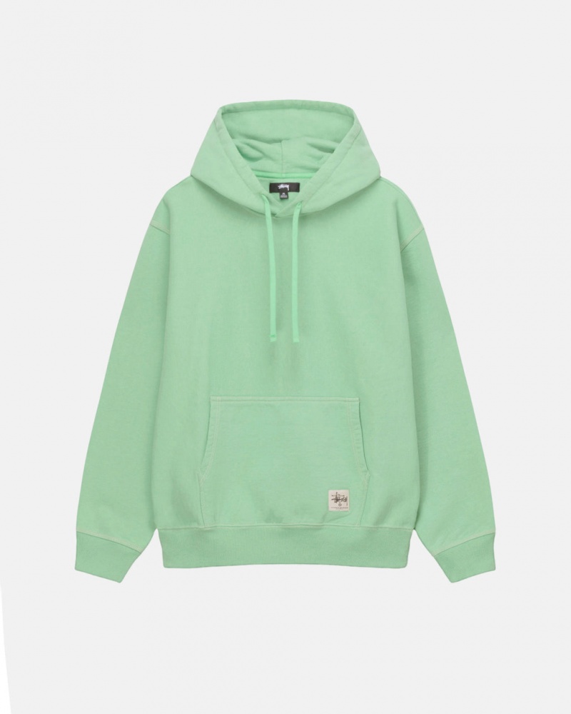 Férfi Stussy Contrast Stitch Label Hood Pulóverek Zöld Magyarország | LJF-8177