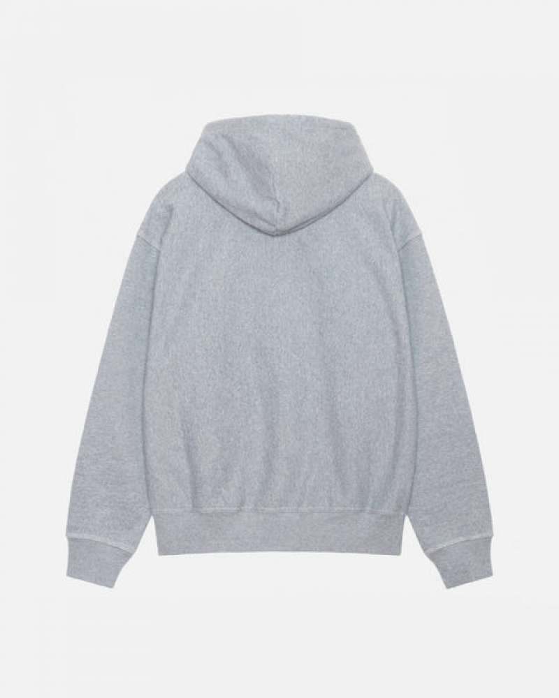 Férfi Stussy Contrast Stitch Label Hoodie Kapucnis Pulóver Szürke Magyarország | ZZQ-1130