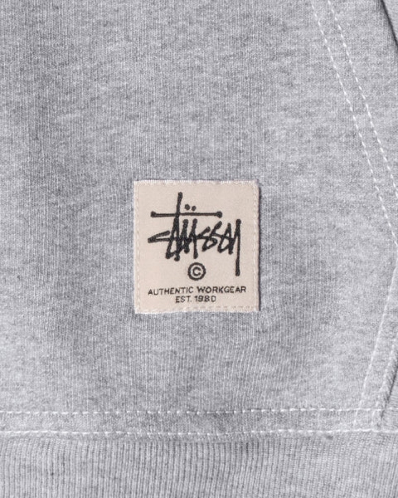 Férfi Stussy Contrast Stitch Label Hoodie Kapucnis Pulóver Szürke Magyarország | ZZQ-1130