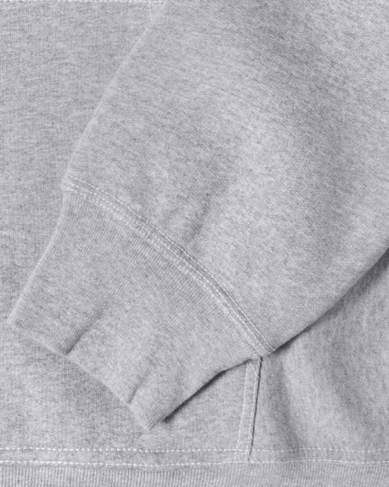 Férfi Stussy Contrast Stitch Label Hoodie Kapucnis Pulóver Szürke Magyarország | ZZQ-1130