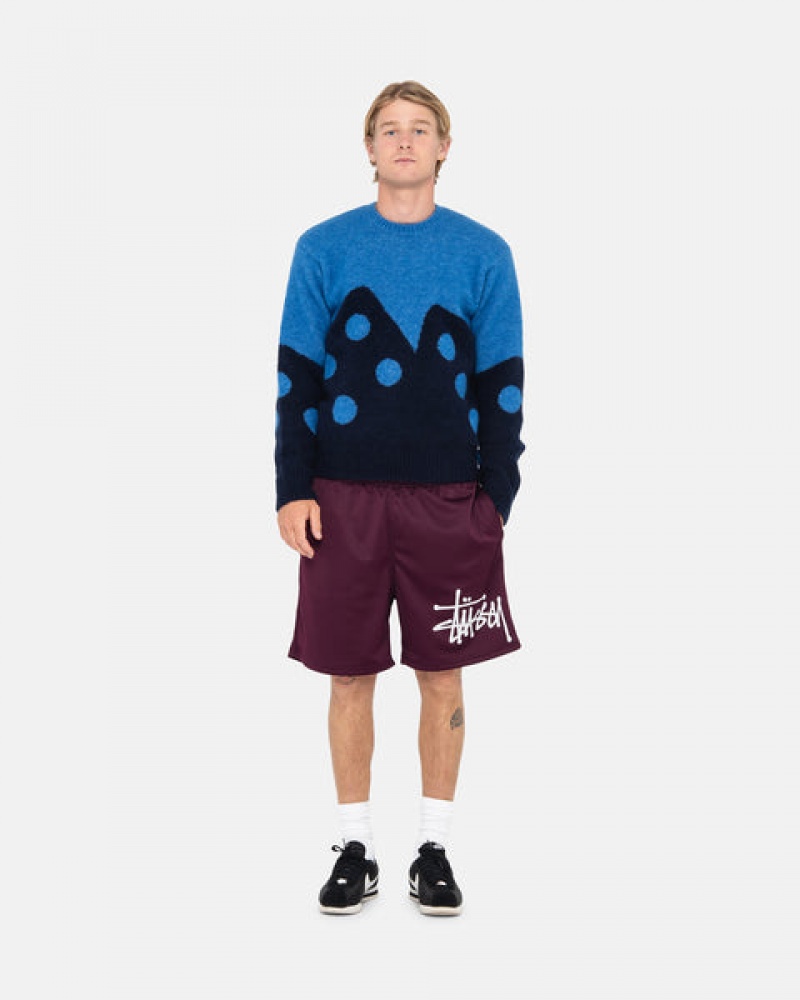 Férfi Stussy Dice Fuzzy Crew Pulóverek Kék Magyarország | YTI-9080