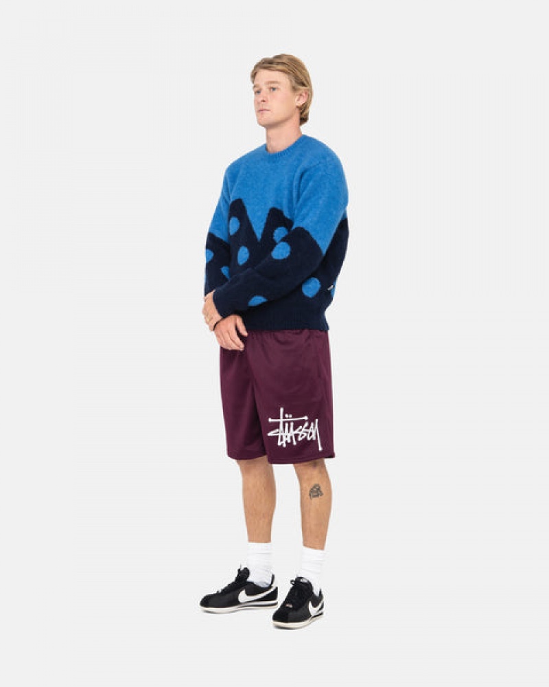 Férfi Stussy Dice Fuzzy Crew Pulóverek Kék Magyarország | YTI-9080