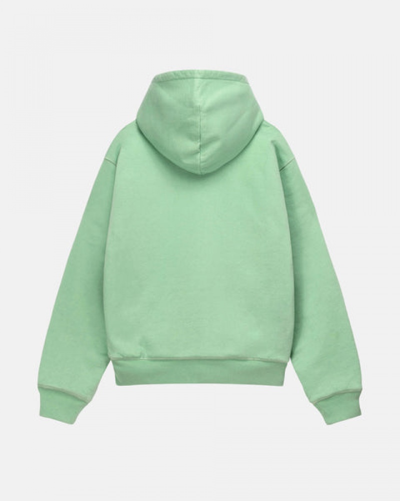 Férfi Stussy Double Face Label Zip Hoodie Kapucnis Pulóver Zöld Magyarország | ZXQ-2565