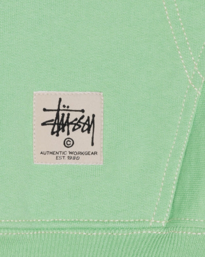 Férfi Stussy Double Face Label Zip Hoodie Kapucnis Pulóver Zöld Magyarország | ZXQ-2565