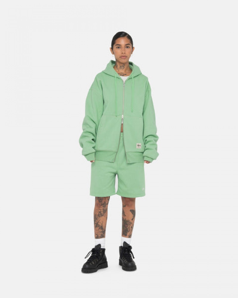 Férfi Stussy Double Face Label Zip Hoodie Kapucnis Pulóver Zöld Magyarország | ZXQ-2565