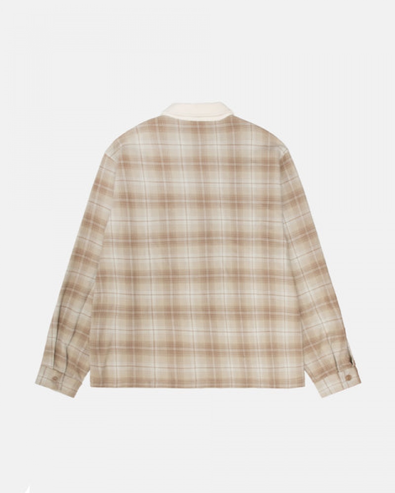 Férfi Stussy Frank Plaid Zip Shirt Ingek Barna Magyarország | QRS-7198