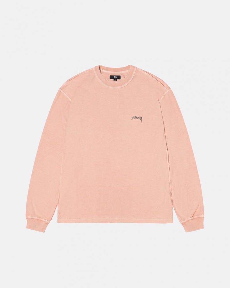 Férfi Stussy Lazy Ls Tee Felsők Világos Rózsaszín Magyarország | IAK-7072