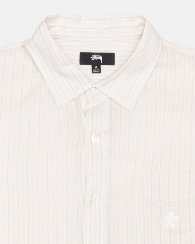 Férfi Stussy Light Weight Classic Shirt Ingek Fehér Magyarország | VCV-3871