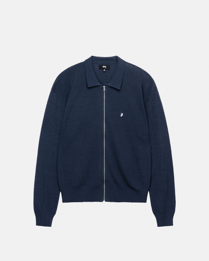 Férfi Stussy Light Weight Ls Zip Polo Felsők Sötétkék Magyarország | HPF-7457