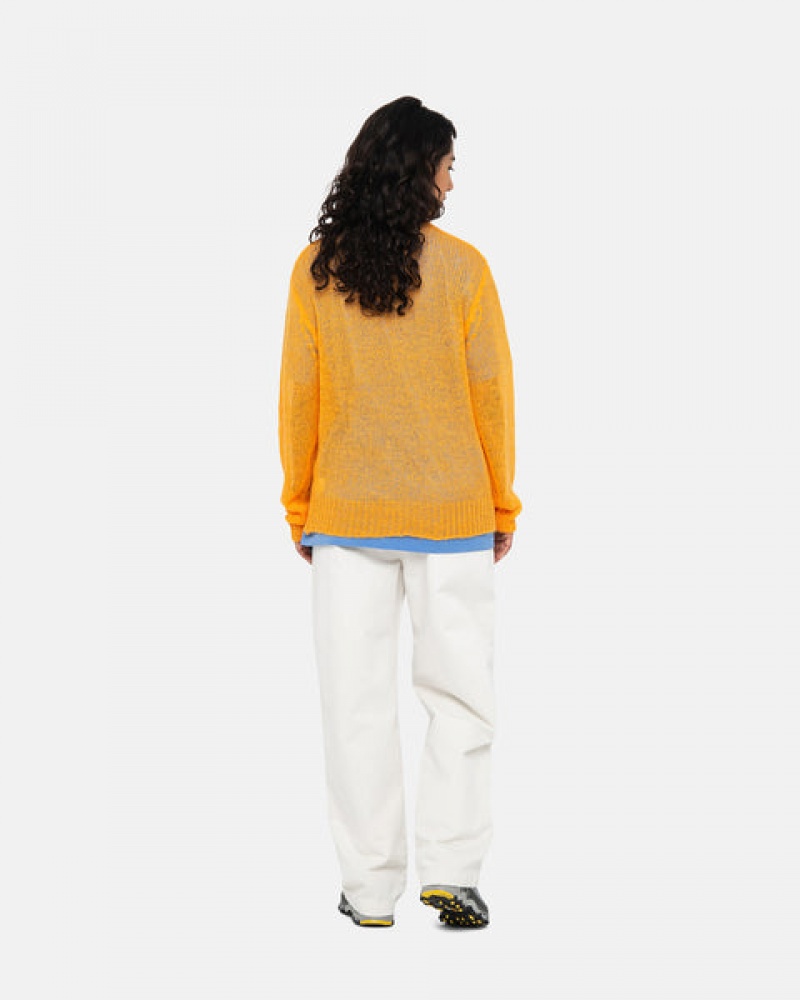 Férfi Stussy Loose Knit Pulóver Pulóverek Narancssárga Magyarország | GZF-2067