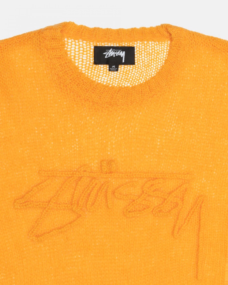 Férfi Stussy Loose Knit Pulóver Pulóverek Narancssárga Magyarország | GZF-2067