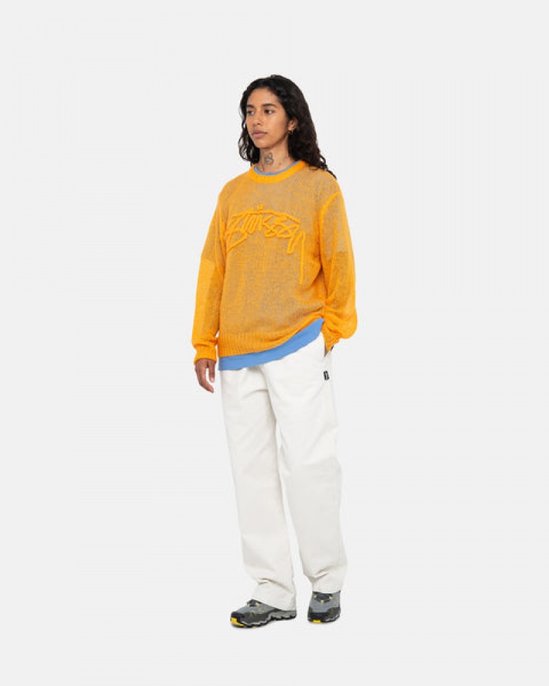 Férfi Stussy Loose Knit Pulóver Pulóverek Narancssárga Magyarország | GZF-2067