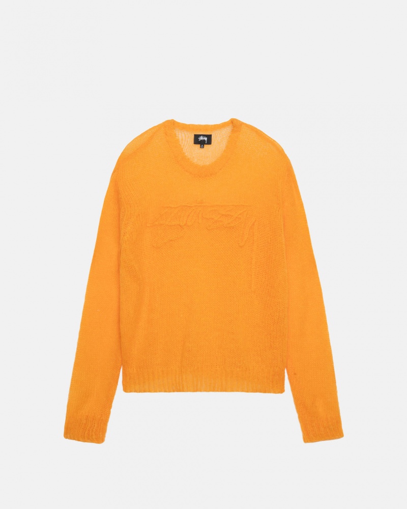 Férfi Stussy Loose Knit Pulóver Pulóverek Narancssárga Magyarország | GZF-2067