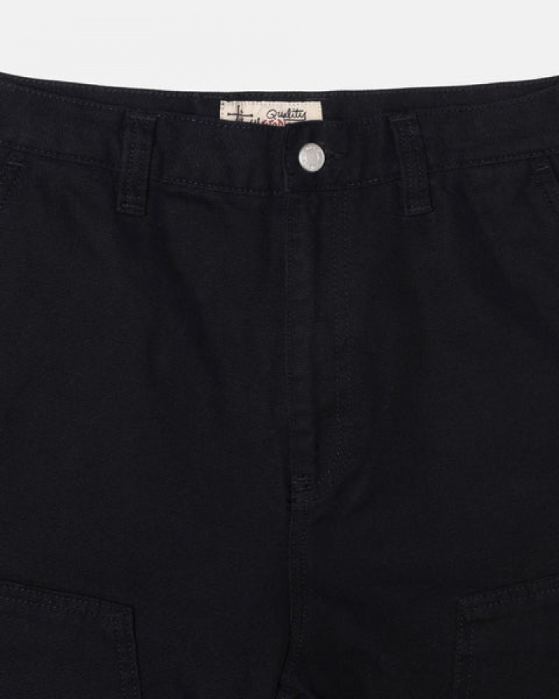 Férfi Stussy Munka Pant Vászon Nadrág Fekete Magyarország | JZY-6212