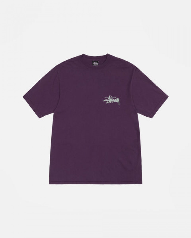 Férfi Stussy Old Phone Tee Pigment Dyed Póló Lila Magyarország | GEM-5795