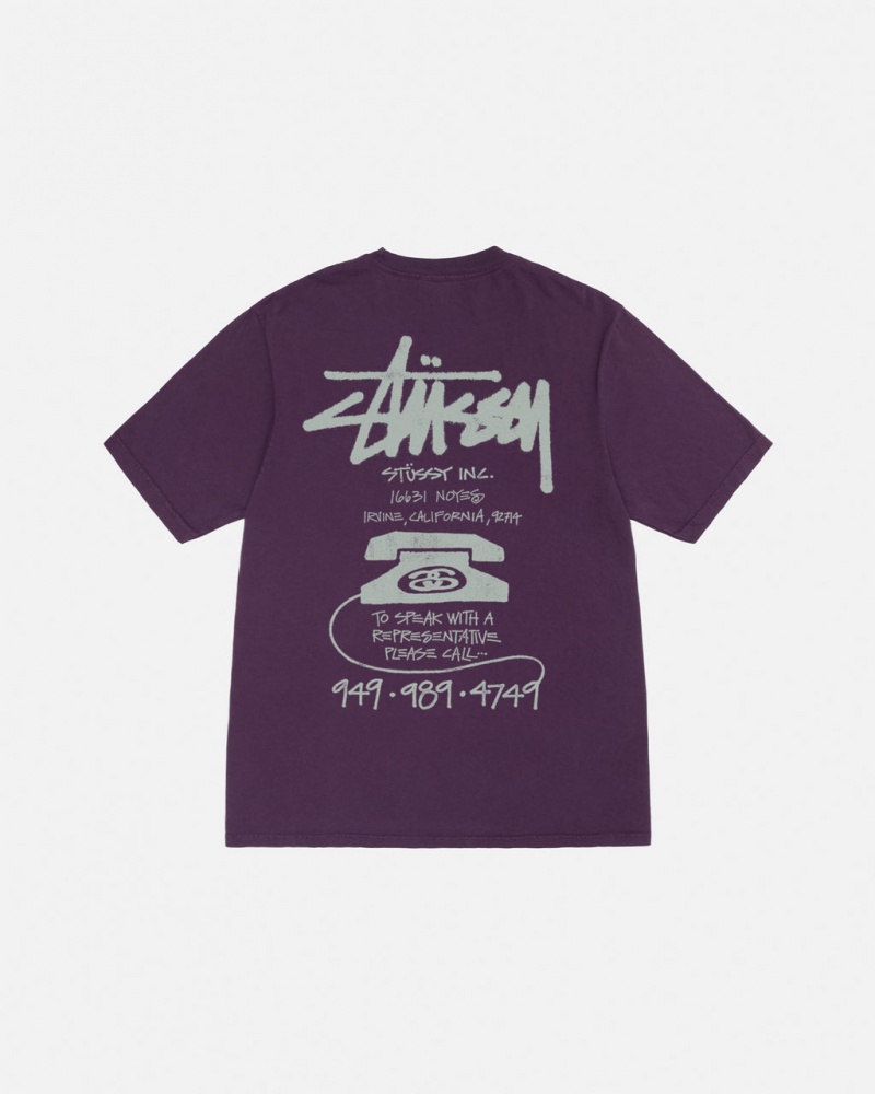 Férfi Stussy Old Phone Tee Pigment Dyed Póló Lila Magyarország | GEM-5795