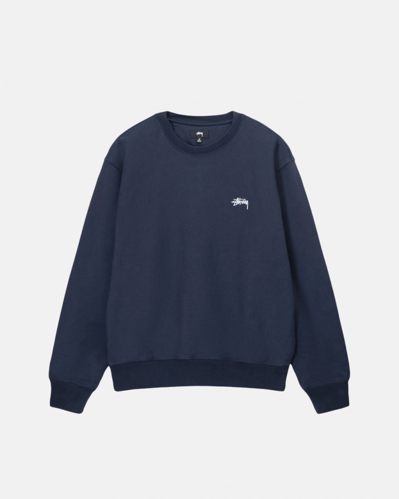 Férfi Stussy Overdyed Stock Logo Crew Pulóverek Sötétkék Magyarország | NJP-9448