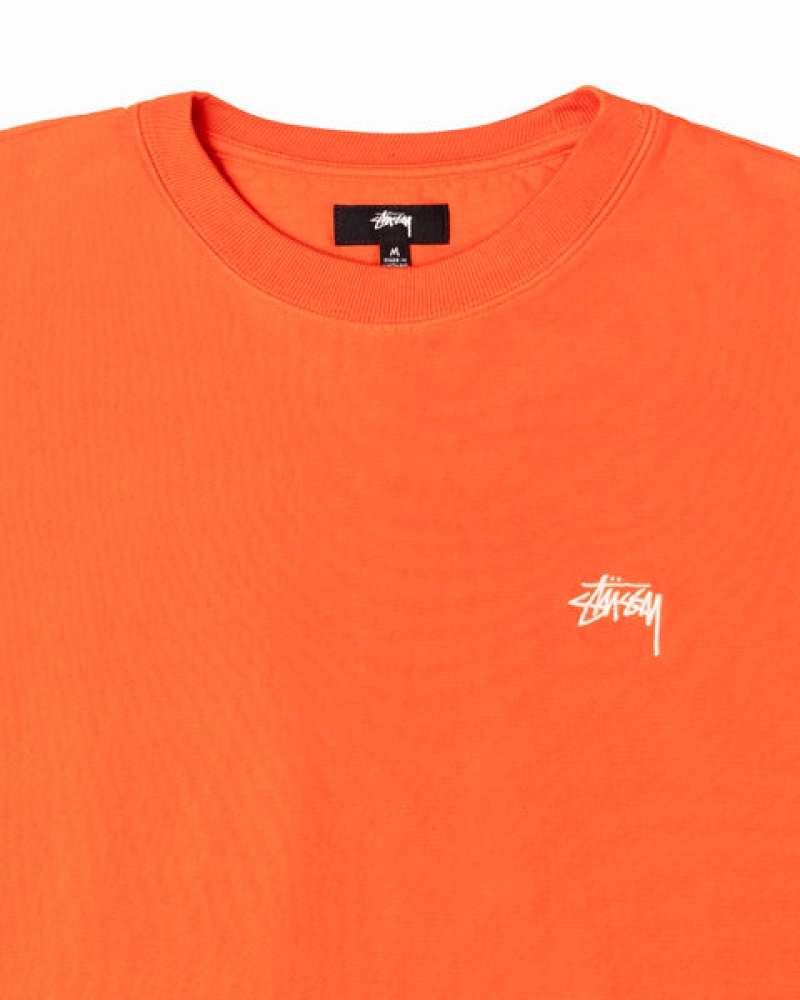 Férfi Stussy Overdyed Stock Logo Crew Pulóverek Narancssárga Magyarország | DBT-8962