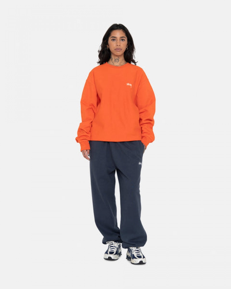 Férfi Stussy Overdyed Stock Logo Crew Pulóverek Narancssárga Magyarország | DBT-8962