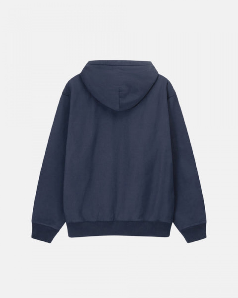 Férfi Stussy Overdyed Stock Logo Hoodie Kapucnis Pulóver Sötétkék Magyarország | FOQ-6545