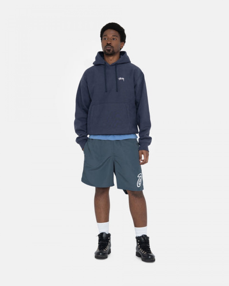 Férfi Stussy Overdyed Stock Logo Hoodie Kapucnis Pulóver Sötétkék Magyarország | FOQ-6545