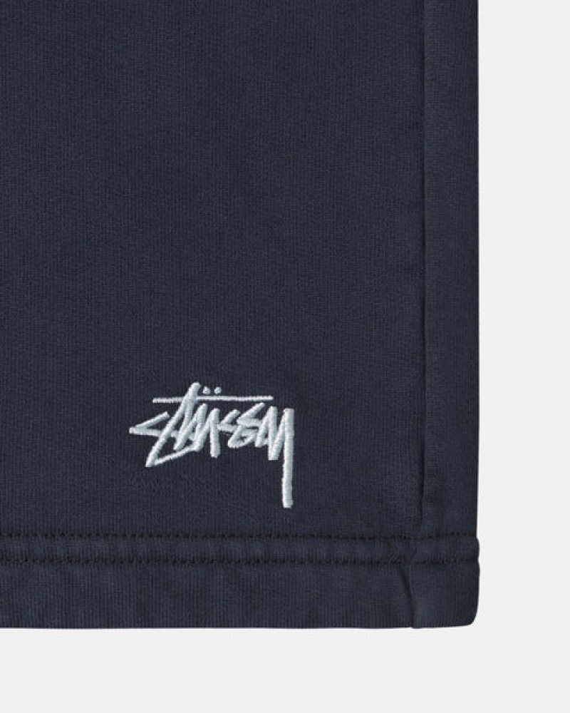 Férfi Stussy Overdyed Stock Logo Sweat Rövid Rövidnadrág Sötétkék Magyarország | WQF-3282