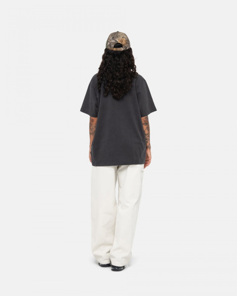 Férfi Stussy Pigment Dyed Crew Felsők Fekete Magyarország | OFD-2208