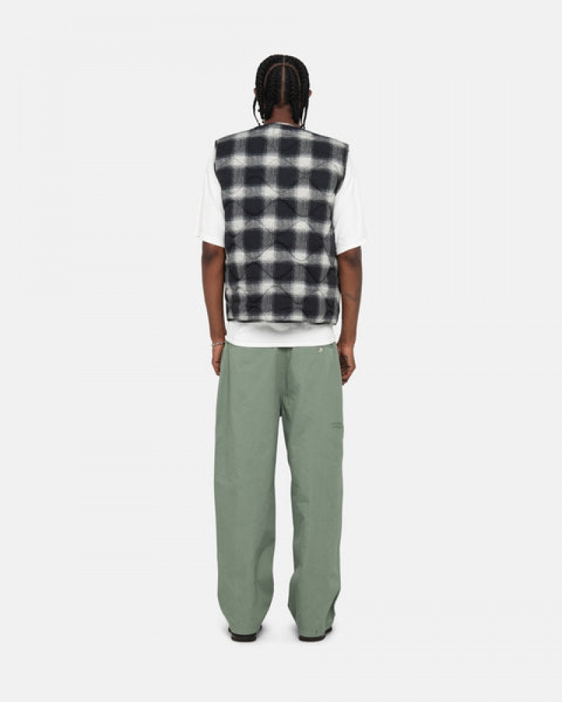 Férfi Stussy Plaid Nejlon Liner Vest Mellény Fekete Magyarország | TSX-2663