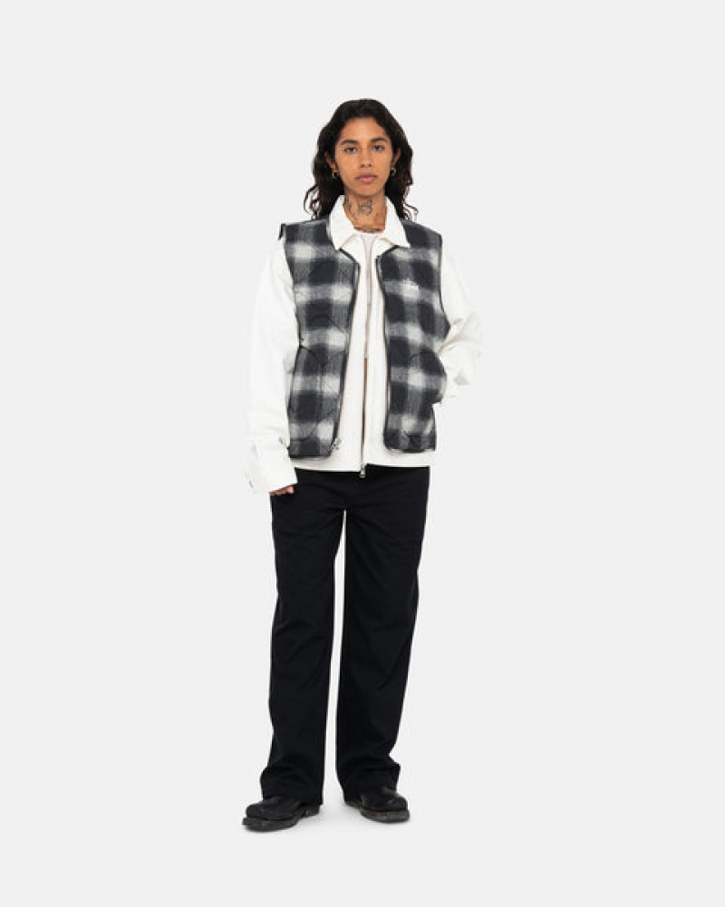 Férfi Stussy Plaid Nejlon Liner Vest Mellény Fekete Magyarország | TSX-2663