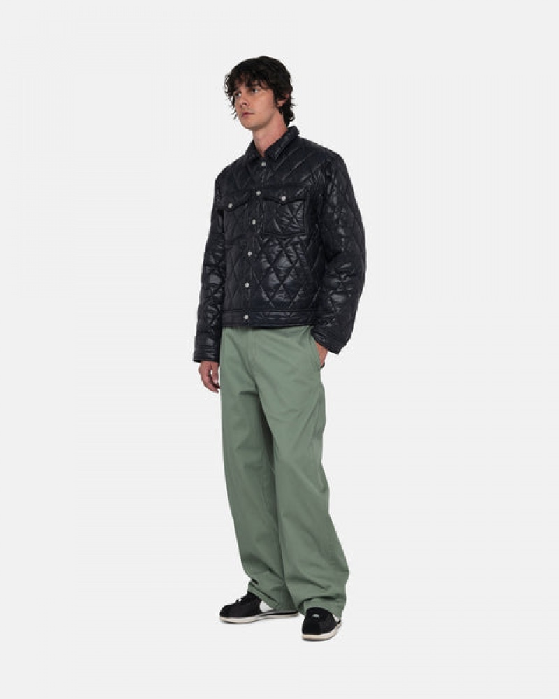 Férfi Stussy Ranch Jacket Steppelt Nejlon Kabát Fekete Magyarország | UAL-7525