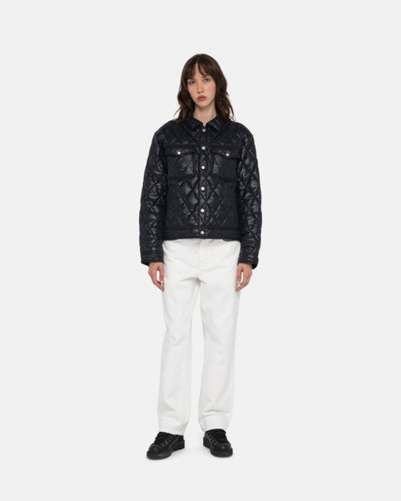 Férfi Stussy Ranch Jacket Steppelt Nejlon Kabát Fekete Magyarország | UAL-7525