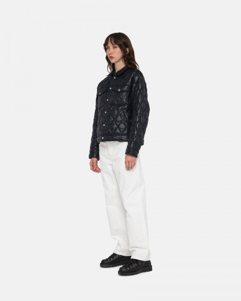 Férfi Stussy Ranch Jacket Steppelt Nejlon Kabát Fekete Magyarország | UAL-7525