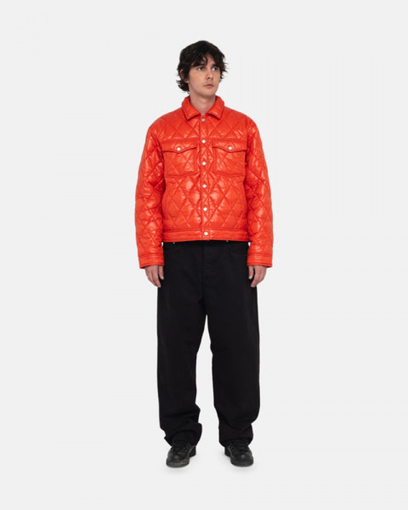 Férfi Stussy Ranch Jacket Steppelt Nejlon Kabát Piros Magyarország | HAJ-5451