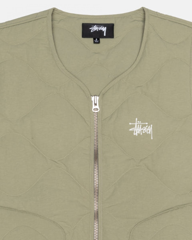 Férfi Stussy Recycled Nejlon Liner Vest Mellény Barna Magyarország | XQD-9792