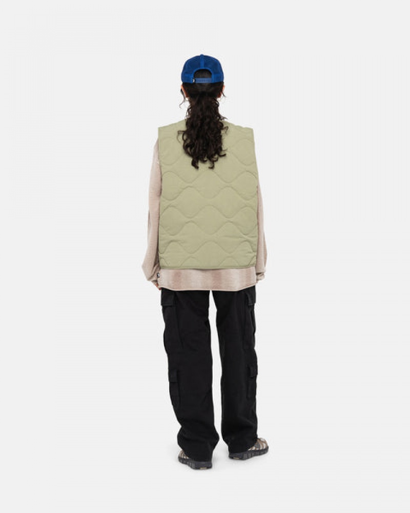 Férfi Stussy Recycled Nejlon Liner Vest Mellény Barna Magyarország | XQD-9792