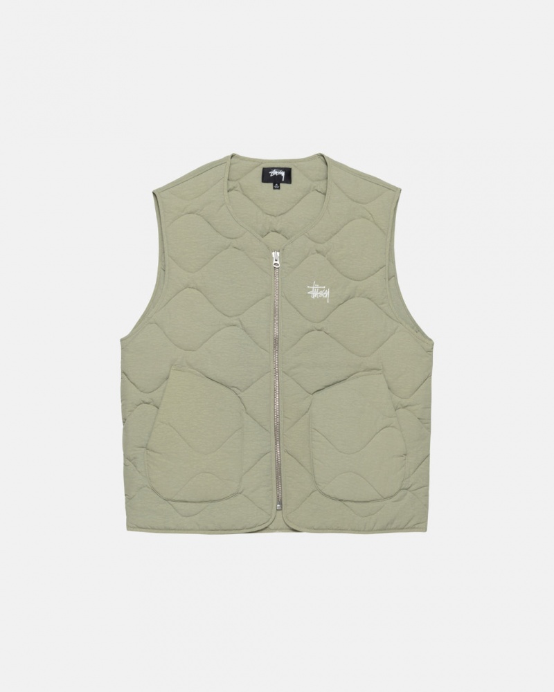 Férfi Stussy Recycled Nejlon Liner Vest Mellény Barna Magyarország | XQD-9792