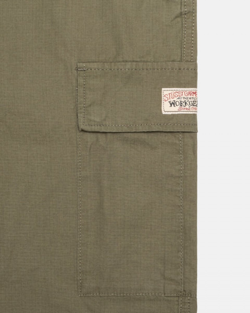 Férfi Stussy Ripstop Cargo Beach Pant Nadrág Olivazöld Magyarország | DMS-6360