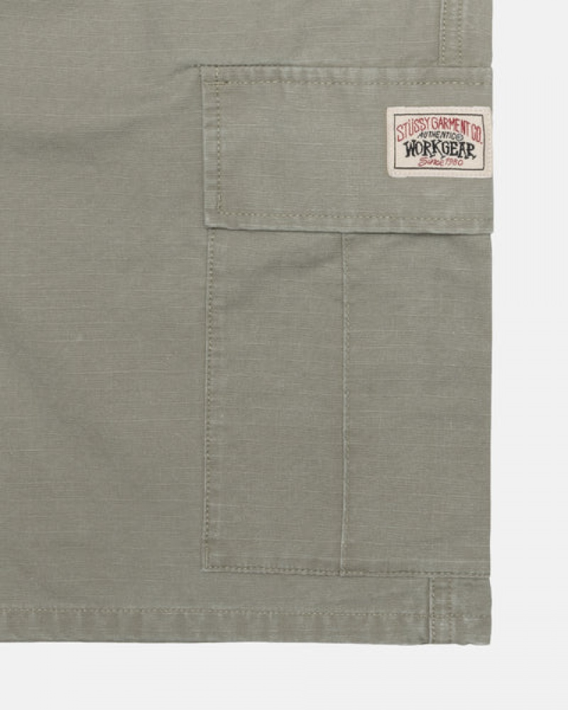 Férfi Stussy Ripstop Cargo Beach Rövid Rövidnadrág Olivazöld Magyarország | DWC-4058