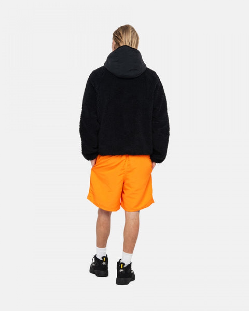 Férfi Stussy Sherpa Paneled Csuklyás Jacket Kabát Fekete Magyarország | PSA-2688