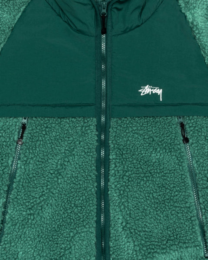 Férfi Stussy Sherpa Paneled Csuklyás Jacket Kabát Türkiz Magyarország | NVP-0734