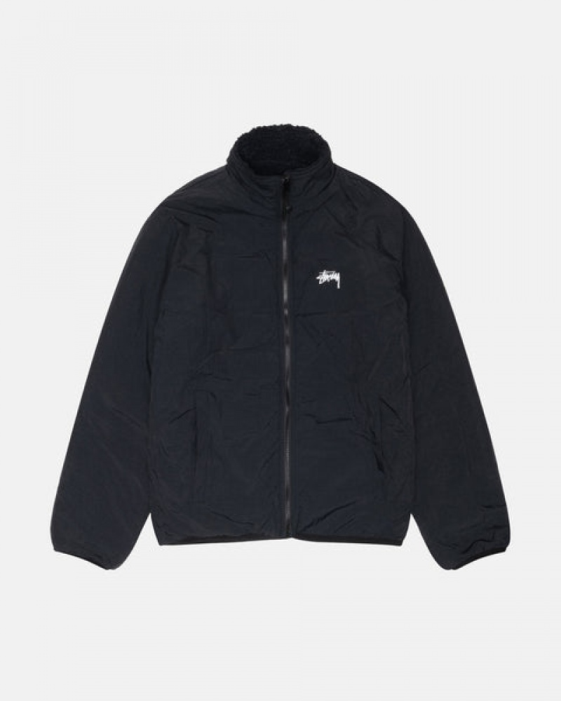 Férfi Stussy Sherpa Reversible Jacket Kabát Fekete Magyarország | MNP-1999