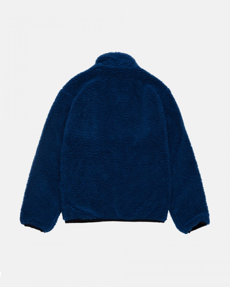 Férfi Stussy Sherpa Reversible Jacket Kabát Kék Magyarország | JGQ-4161