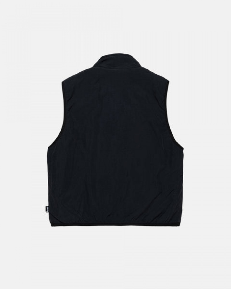 Férfi Stussy Sherpa Reversible Vest Mellény Fekete Magyarország | IBJ-3386