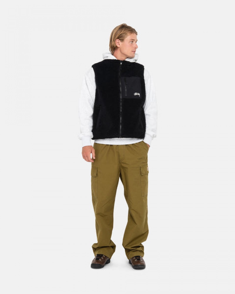 Férfi Stussy Sherpa Reversible Vest Mellény Fekete Magyarország | IBJ-3386