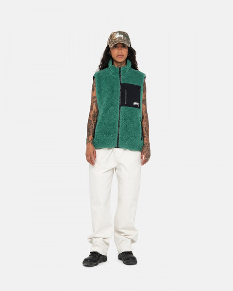 Férfi Stussy Sherpa Reversible Vest Mellény Türkiz Magyarország | UUM-3205