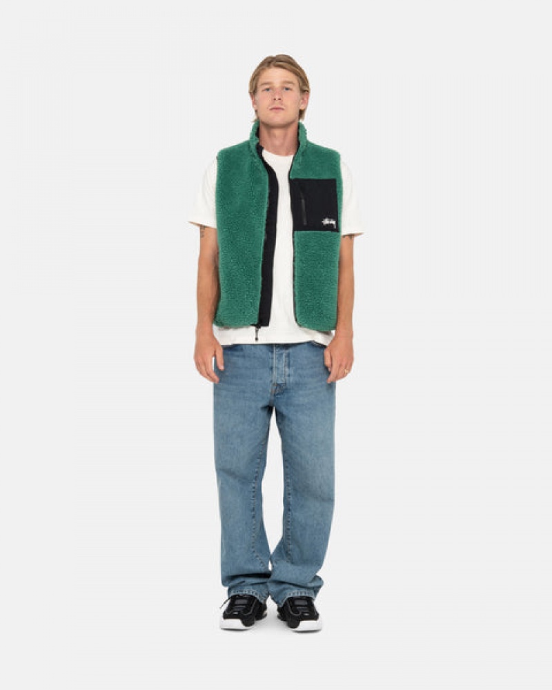 Férfi Stussy Sherpa Reversible Vest Mellény Türkiz Magyarország | UUM-3205